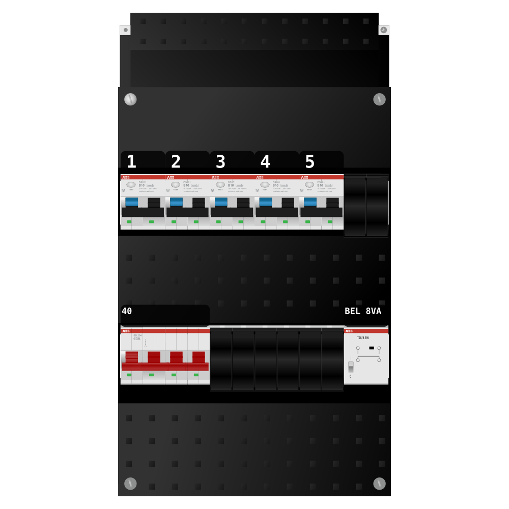 ABB Groepenkast 3 fase 5 alamat + beltrafo SN201
