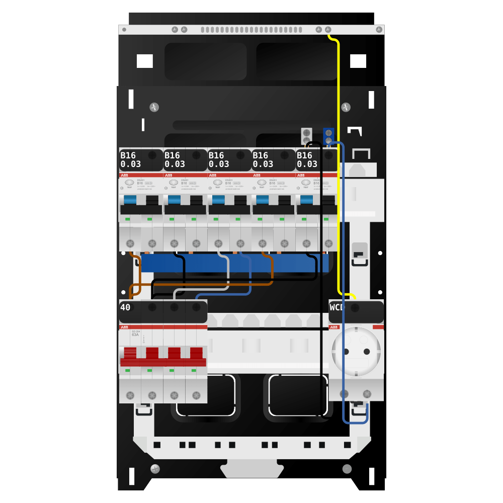 ABB Groepenkast 3 fase 5 alamat + wcd SN201