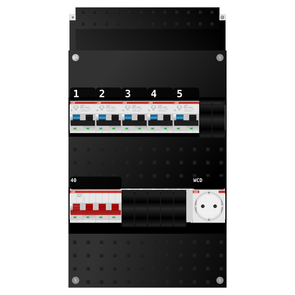 ABB Groepenkast 3 fase 5 alamat + wcd SN201