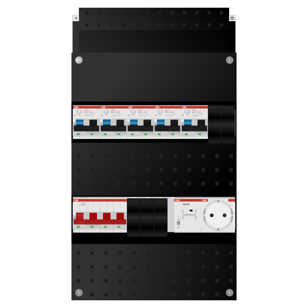 ABB Groepenkast 3 fase 5 alamat + beltrafo + wcd SN201