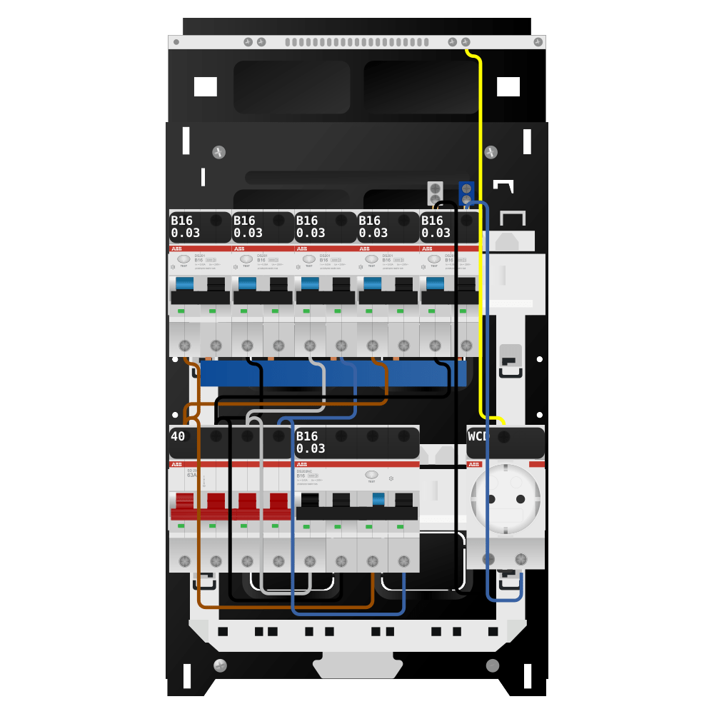 ABB Groepenkast 3 fase 5 alamat + wcd + kracht SN201