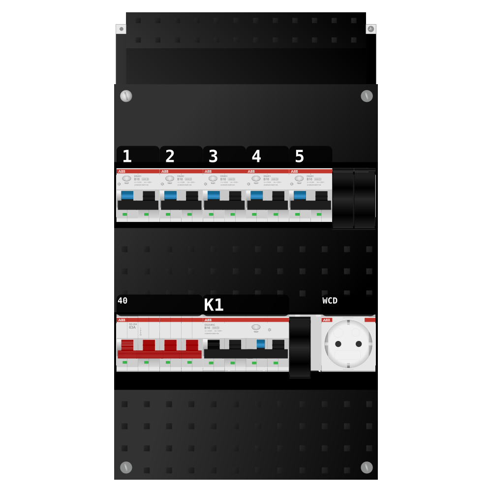ABB Groepenkast 3 fase 5 alamat + wcd + kracht SN201