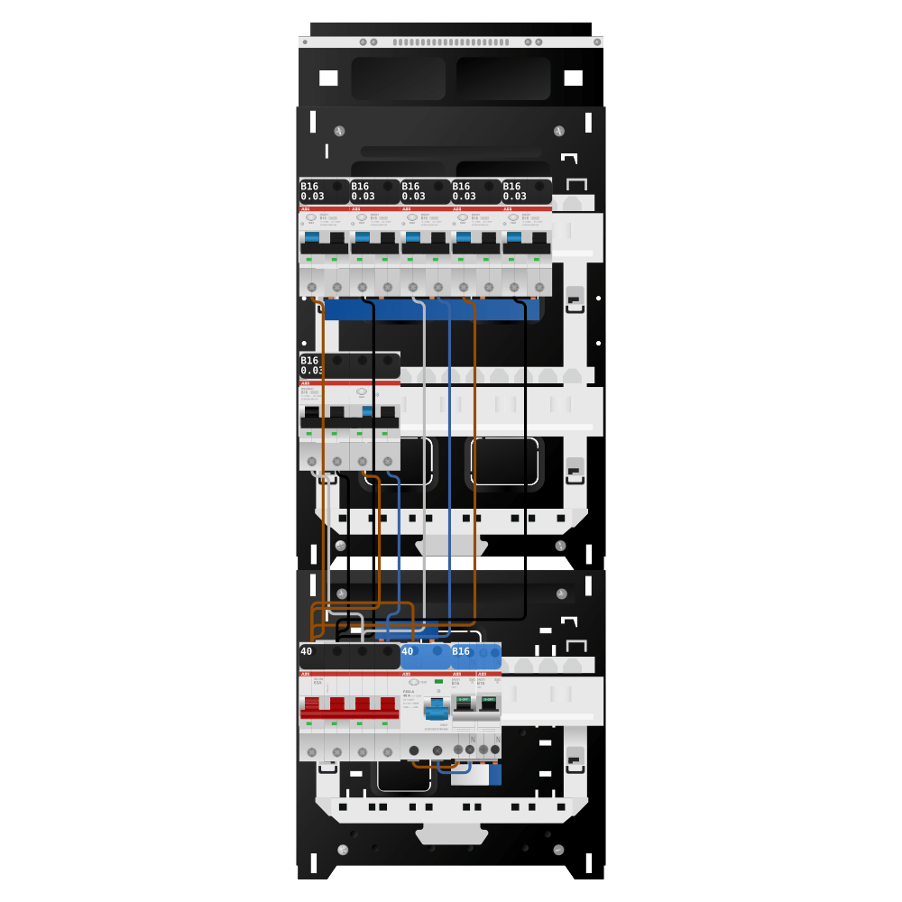 ABB Groepenkast 3 fase 5 alamat + kookgroep + kracht SN201