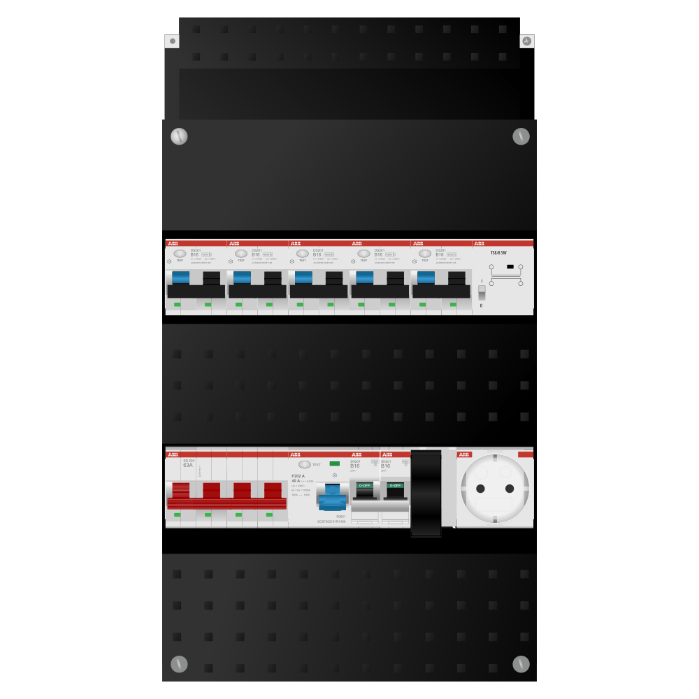 ABB Groepenkast 3 fase 5 alamat + beltrafo + wcd + kookgroep SN201