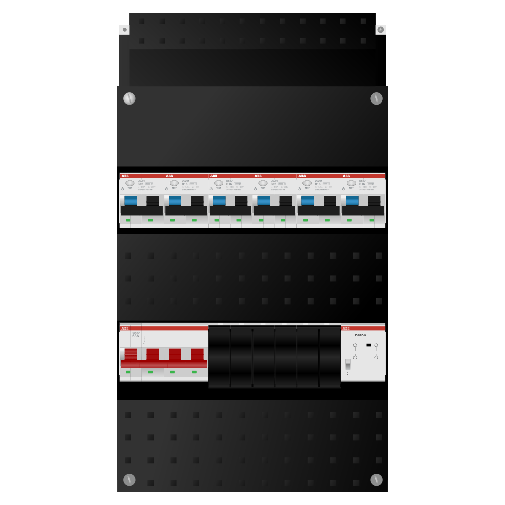 ABB Groepenkast 3 fase 6 alamat + beltrafo SN201