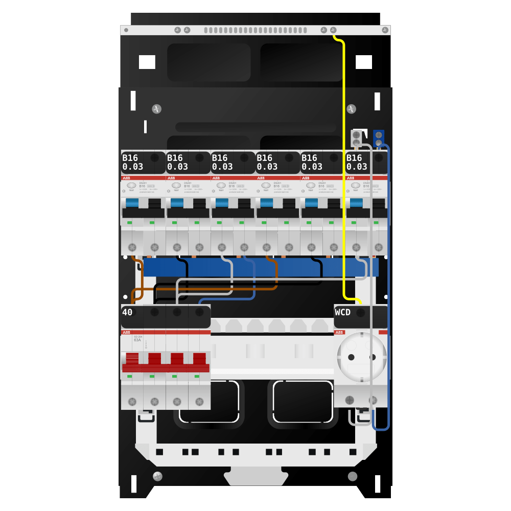 ABB Groepenkast 3 fase 6 alamat + wcd SN201