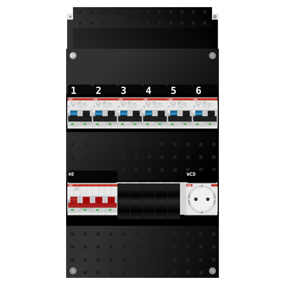 ABB Groepenkast 3 fase 6 alamat + wcd SN201