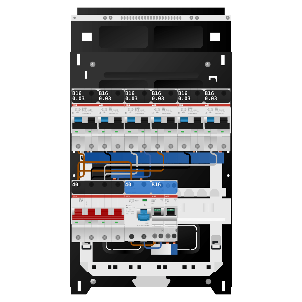 ABB Groepenkast 3 fase 6 alamat + kookgroep SN201