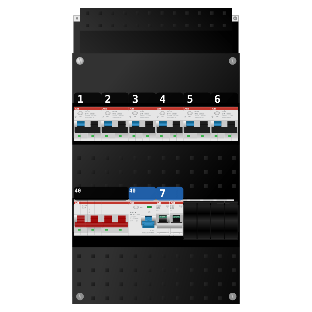 ABB Groepenkast 3 fase 6 alamat + kookgroep SN201
