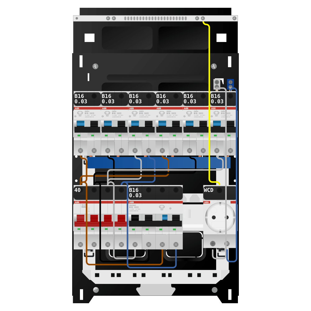 ABB Groepenkast 3 fase 6 alamat + wcd + kracht SN201