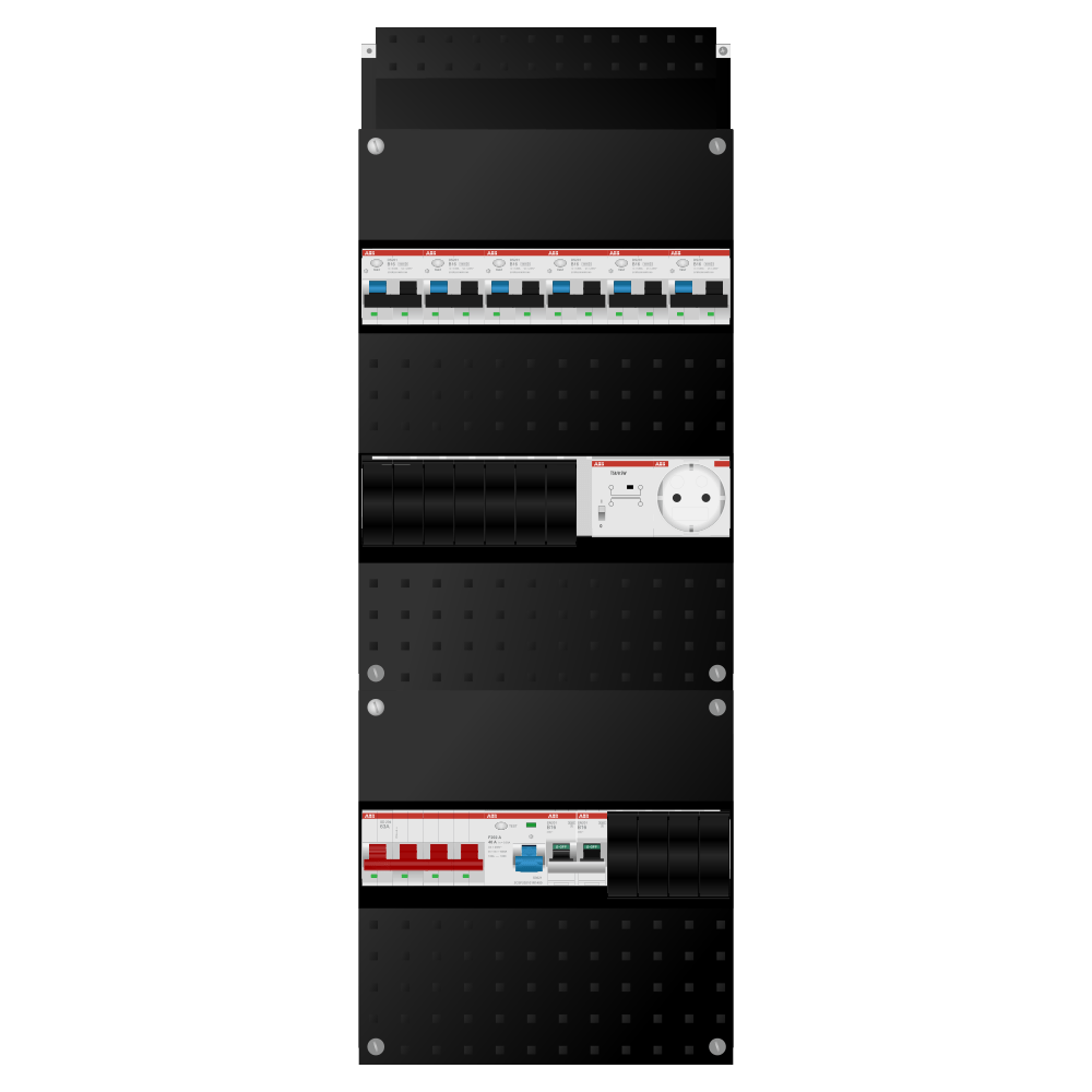 ABB Groepenkast 3 fase 6 alamat + beltrafo + wcd + kookgroep SN201