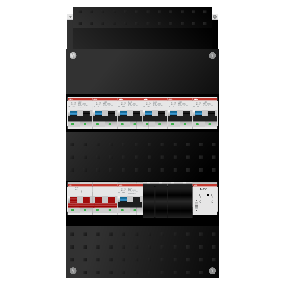 ABB Groepenkast 3 fase 7 alamat + beltrafo SN201