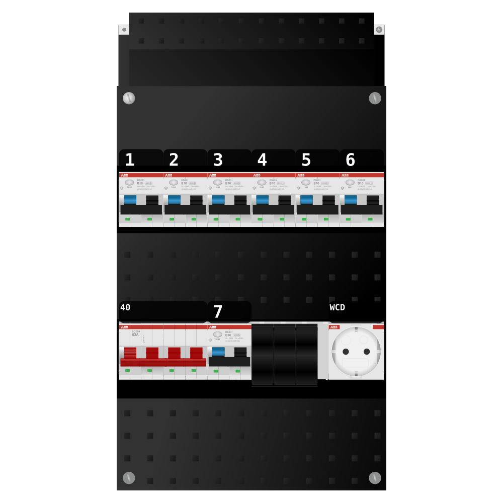 ABB Groepenkast 3 fase 7 alamat + wcd SN201