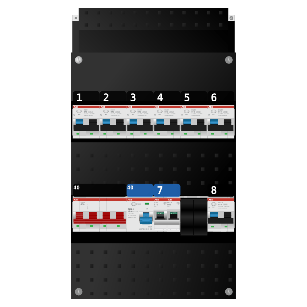 ABB Groepenkast 3 fase 7 alamat + kookgroep SN201