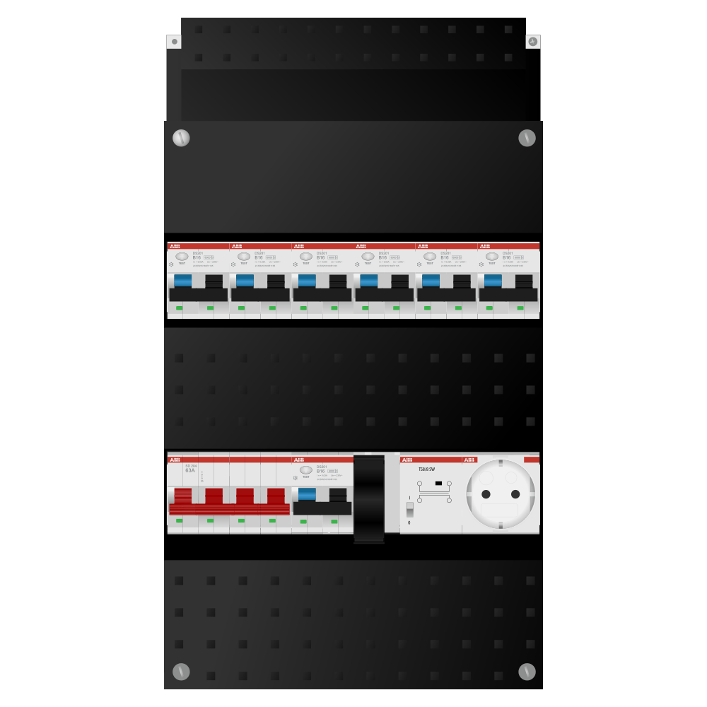 ABB Groepenkast 3 fase 7 alamat + beltrafo + wcd SN201