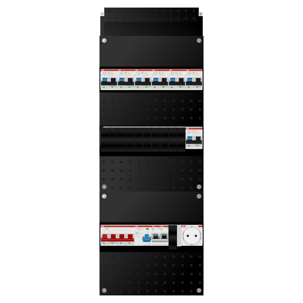 ABB Groepenkast 3 fase 7 alamat + wcd + kookgroep SN201