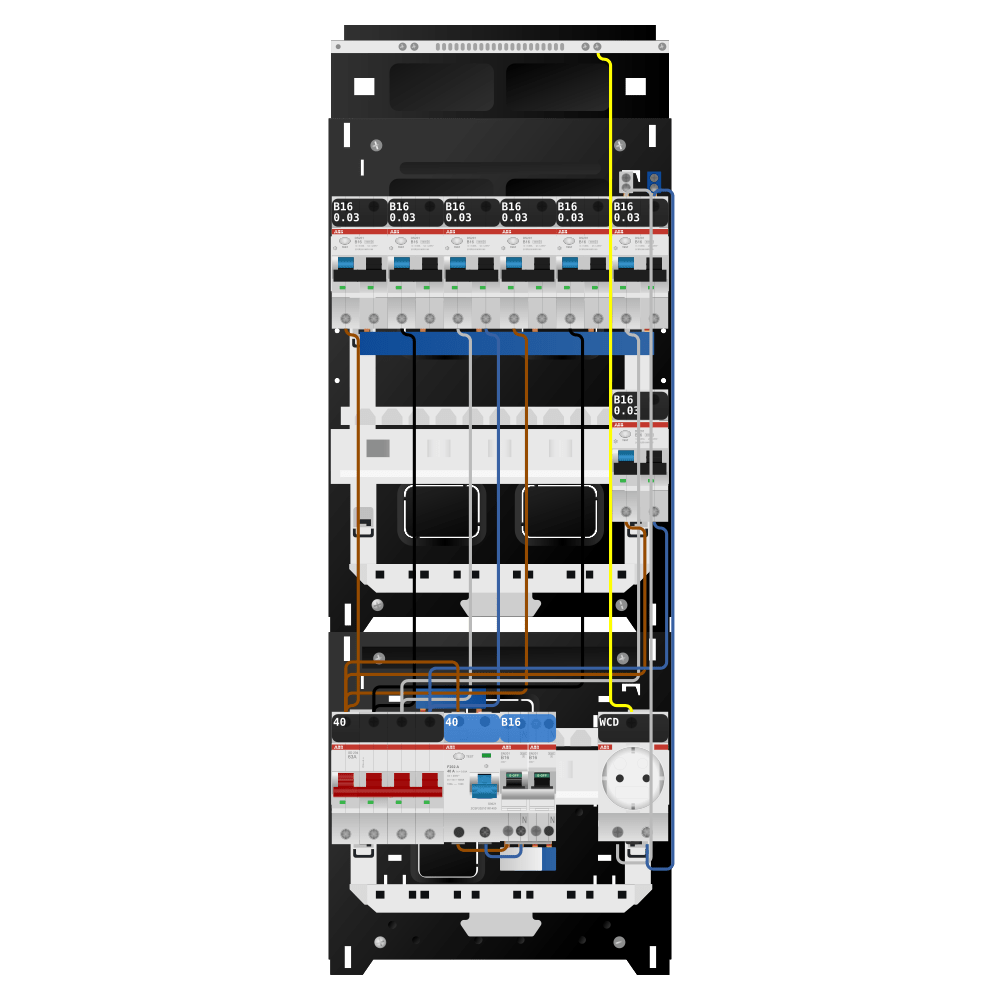 ABB Groepenkast 3 fase 7 alamat + wcd + kookgroep SN201