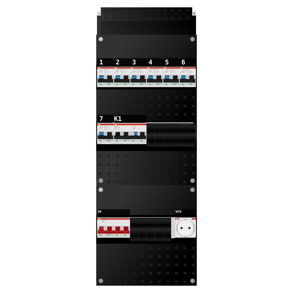 ABB Groepenkast 3 fase 7 alamat + wcd + kracht SN201