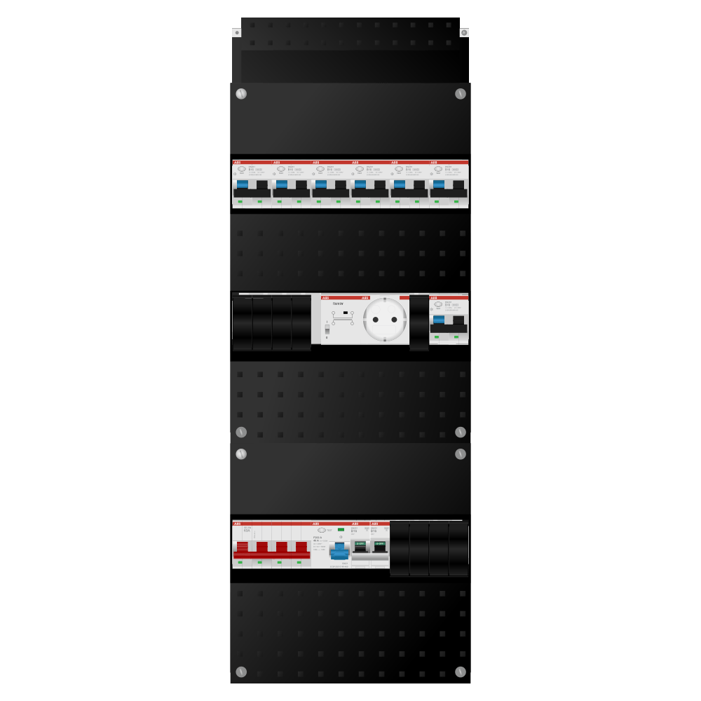ABB Groepenkast 3 fase 7 alamat + beltrafo + wcd + kookgroep SN201