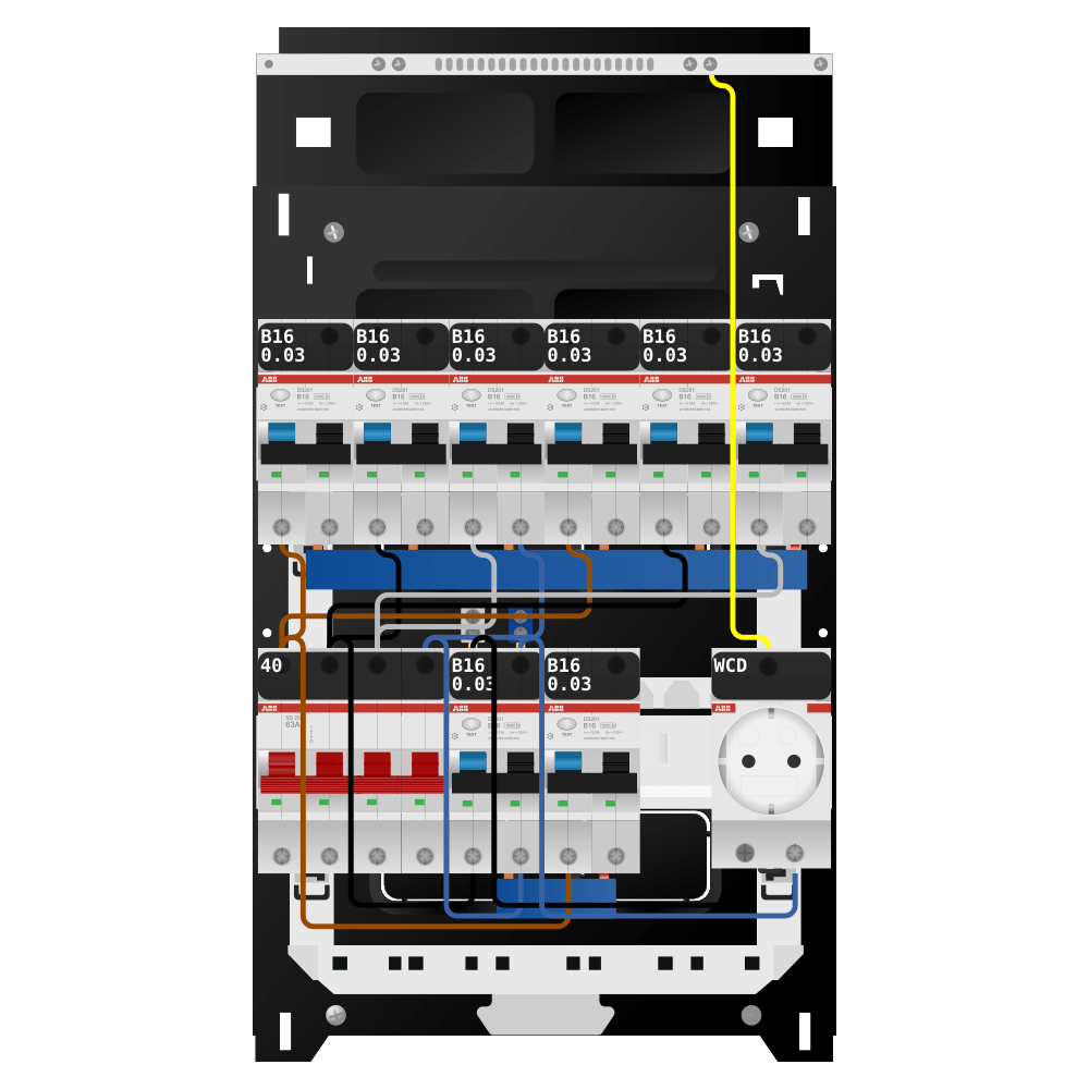 ABB Groepenkast 3 fase 8 alamat + wcd SN201