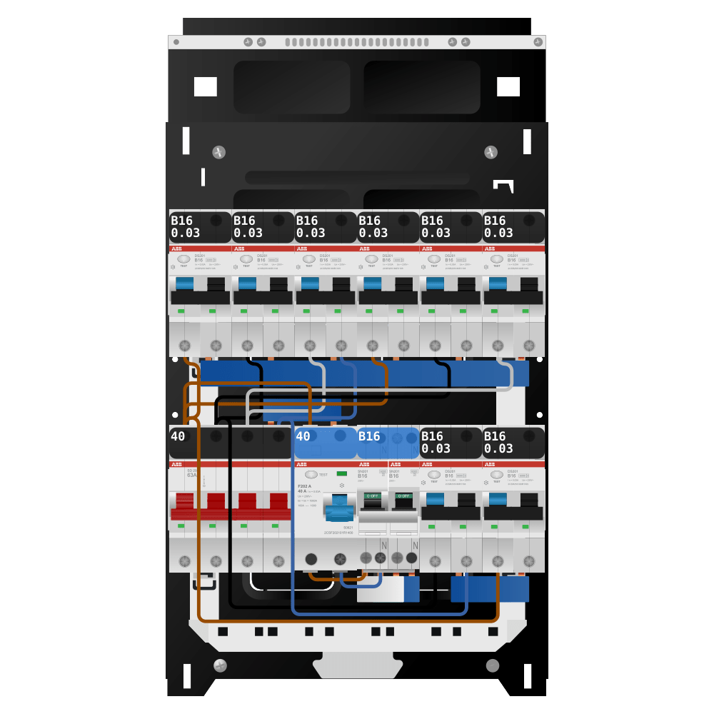 ABB Groepenkast 3 fase 8 alamat + kookgroep SN201