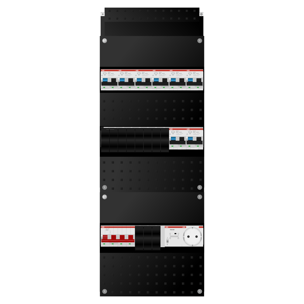 ABB Groepenkast 3 fase 8 alamat + beltrafo + wcd SN201