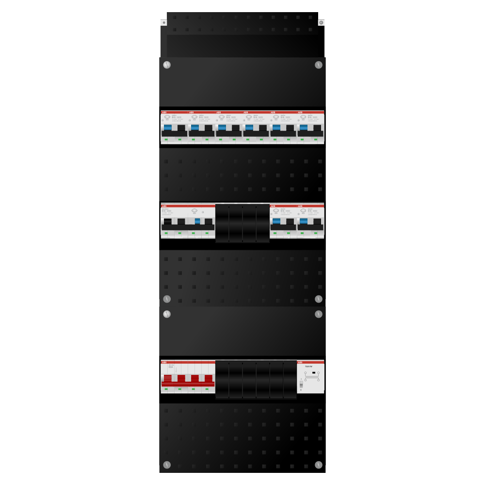 ABB Groepenkast 3 fase 8 alamat + beltrafo + kracht SN201