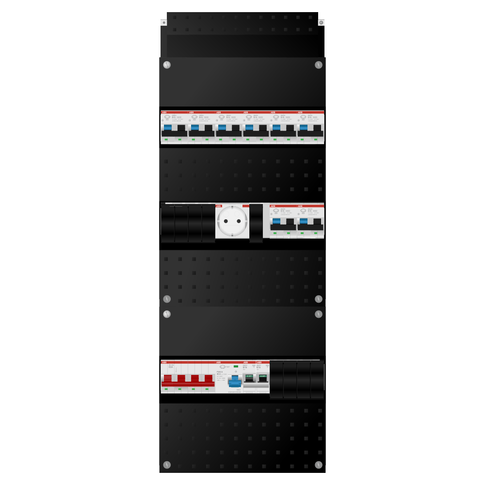 ABB Groepenkast 3 fase 8 alamat + wcd + kookgroep SN201