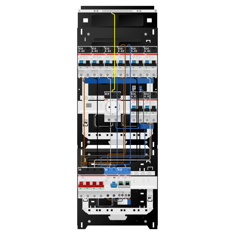 ABB Groepenkast 3 fase 8 alamat + wcd + kookgroep SN201