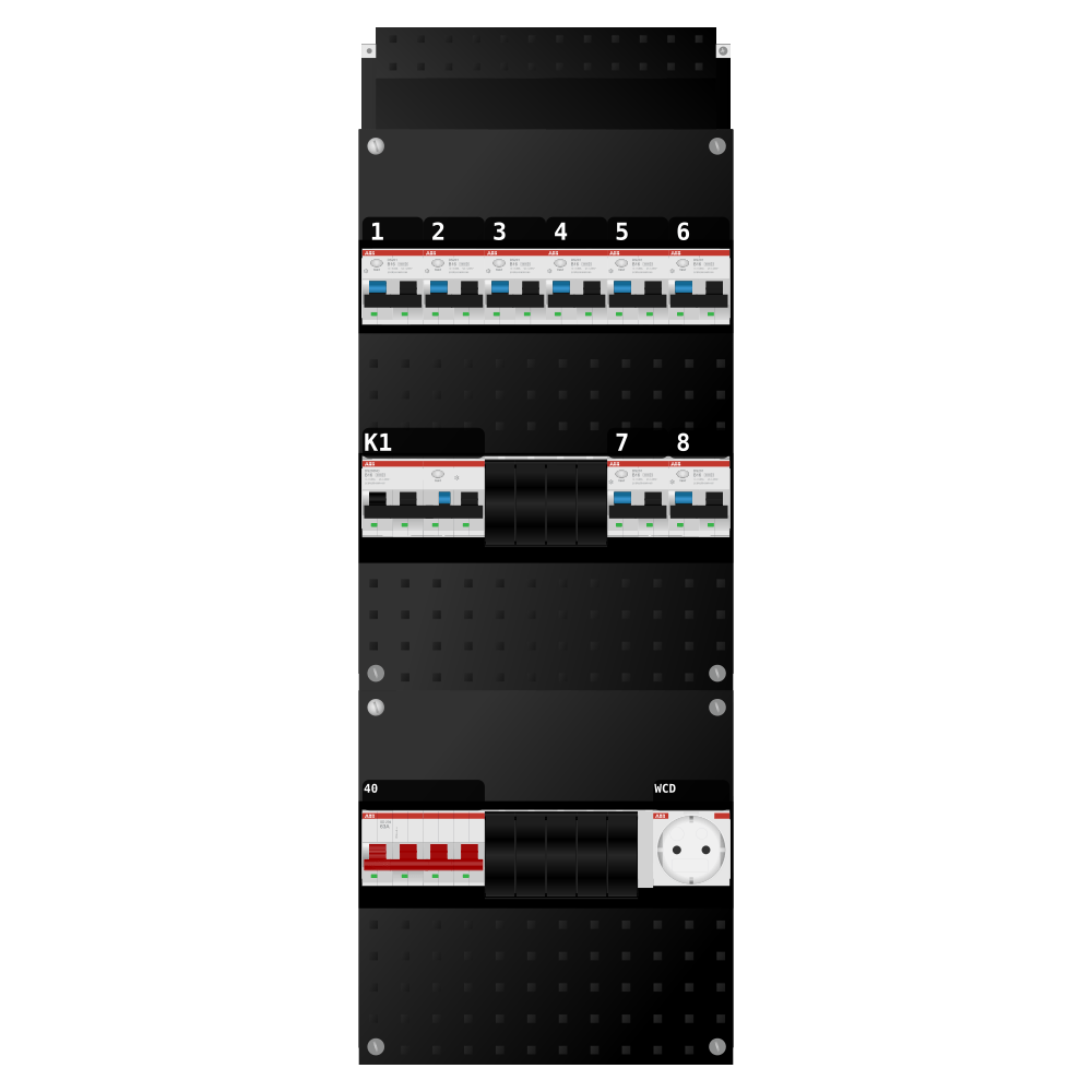 ABB Groepenkast 3 fase 8 alamat + wcd + kracht SN201