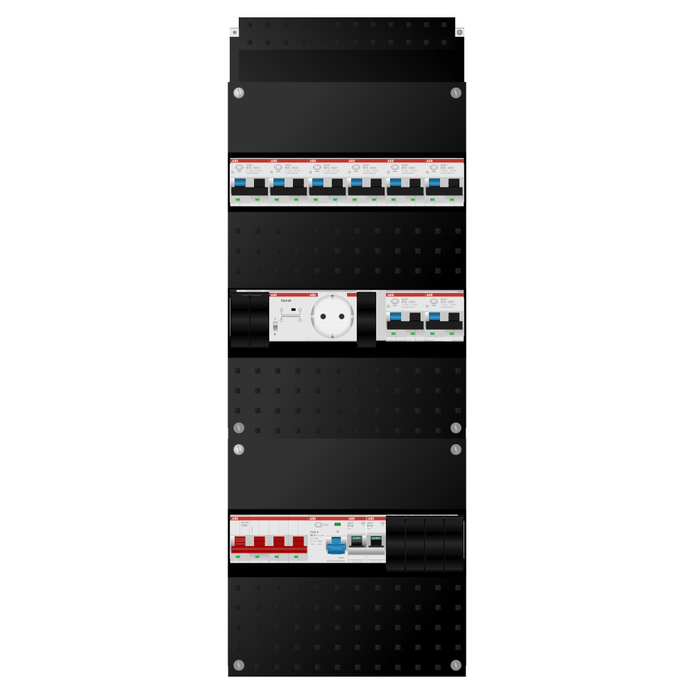 ABB Groepenkast 3 fase 8 alamat + beltrafo + wcd + kookgroep SN201