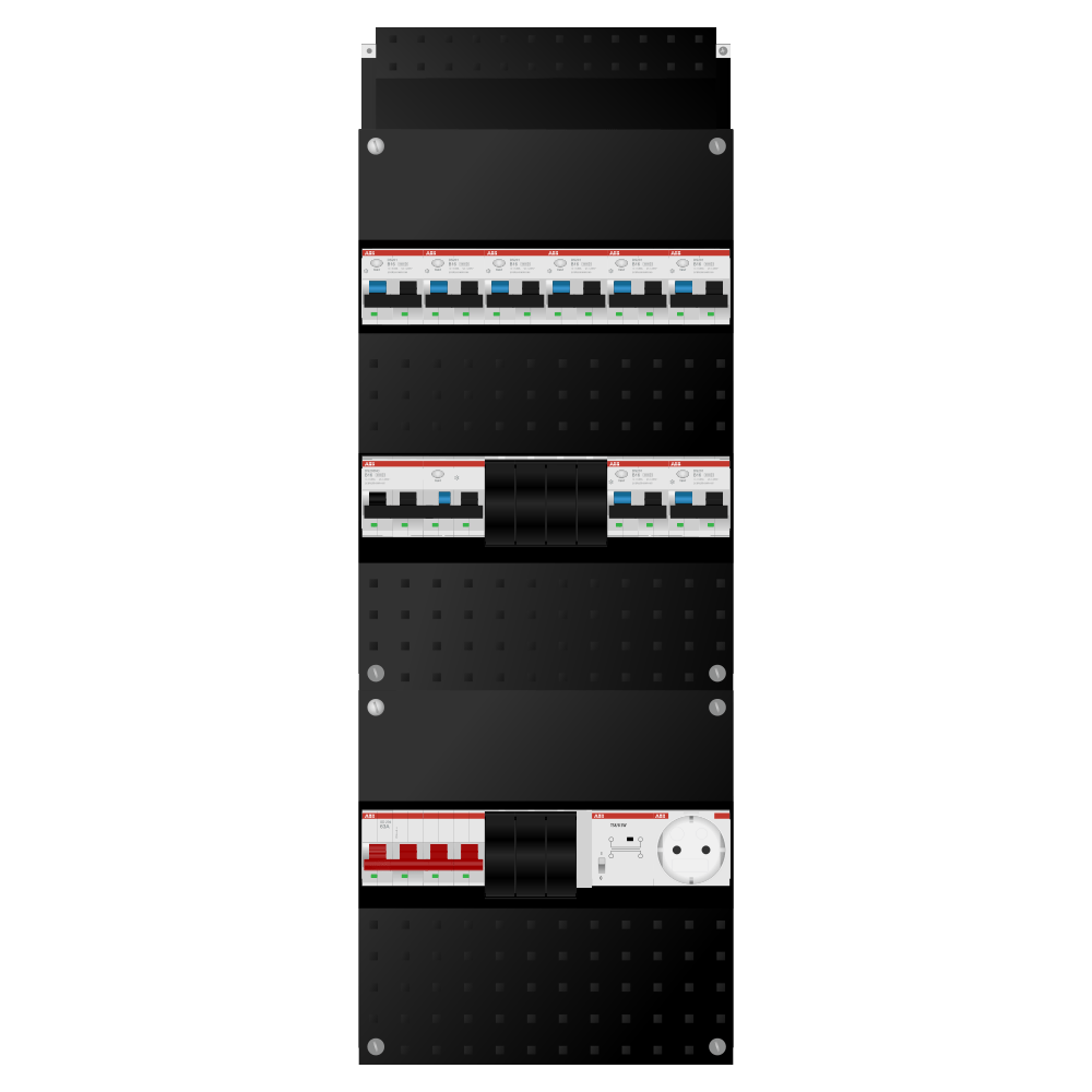 ABB Groepenkast 3 fase 8 alamat + beltrafo + wcd + kracht SN201
