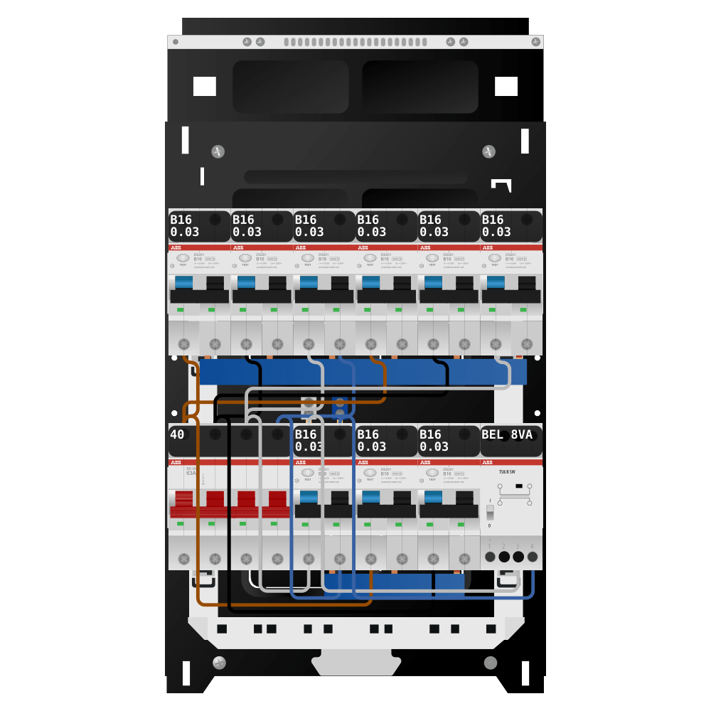 ABB Groepenkast 3 fase 9 alamat + beltrafo SN201