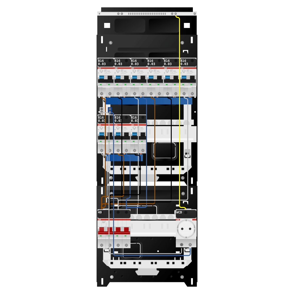 ABB Groepenkast 3 fase 9 alamat + wcd SN201
