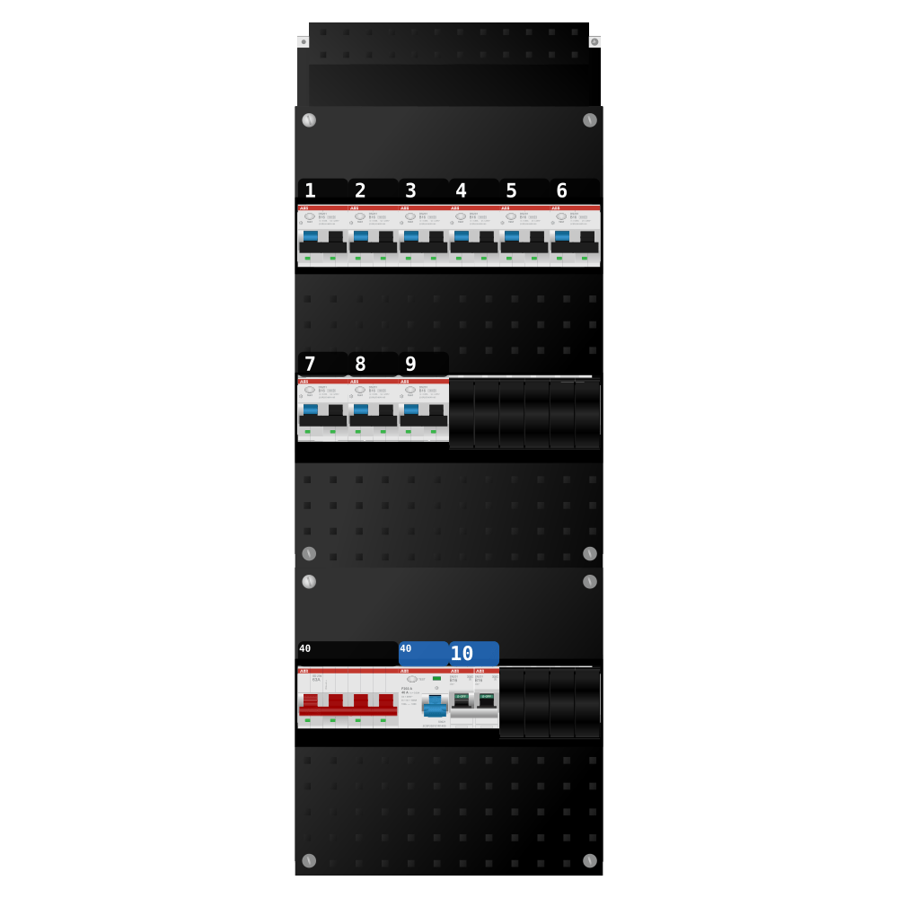 ABB Groepenkast 3 fase 9 alamat + kookgroep SN201