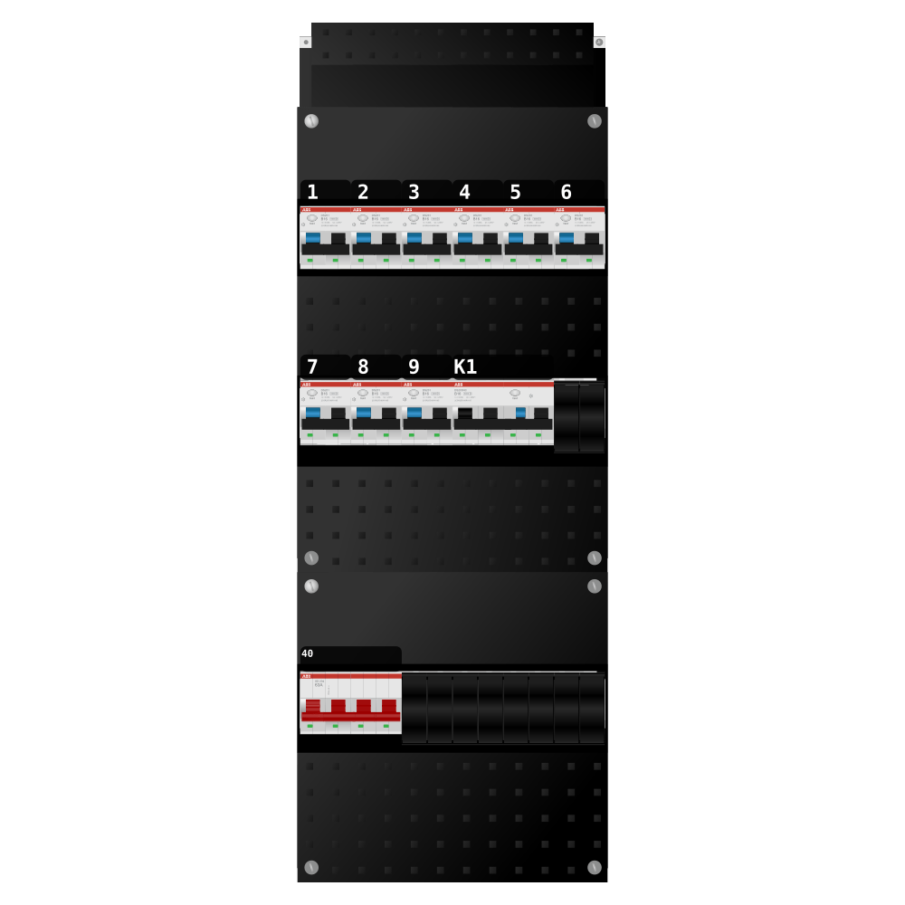 ABB Groepenkast 3 fase 9 alamat + kracht SN201