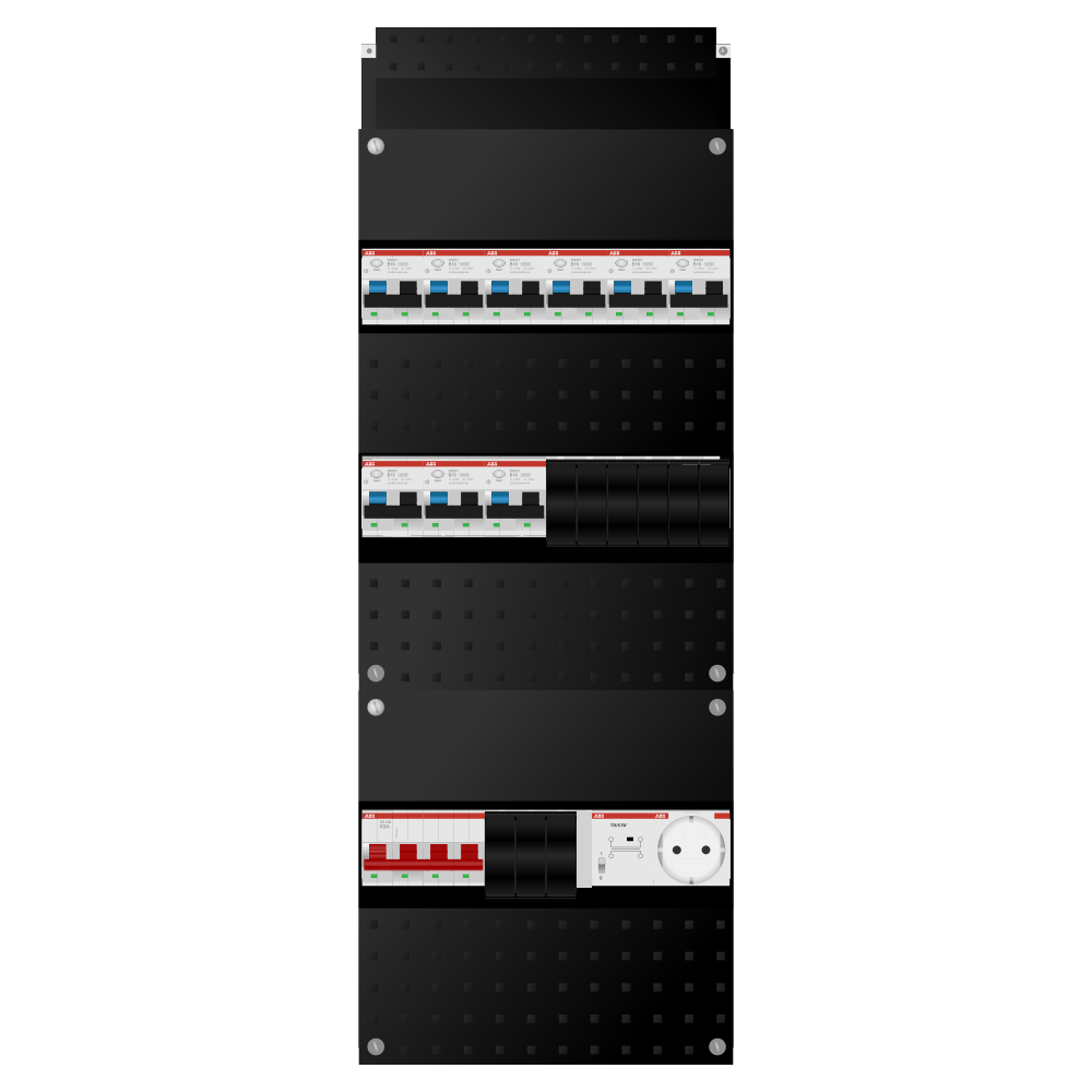 ABB Groepenkast 3 fase 9 alamat + beltrafo + wcd SN201