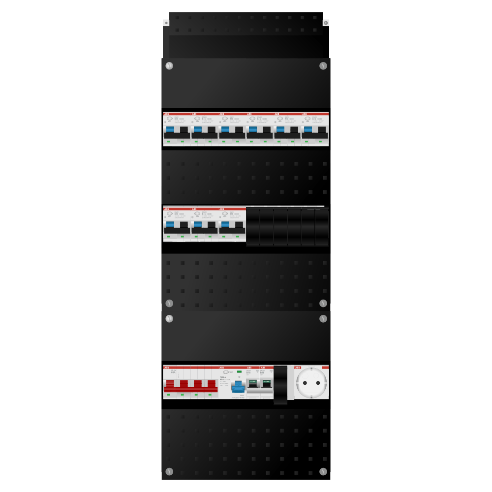 ABB Groepenkast 3 fase 9 alamat + wcd + kookgroep SN201