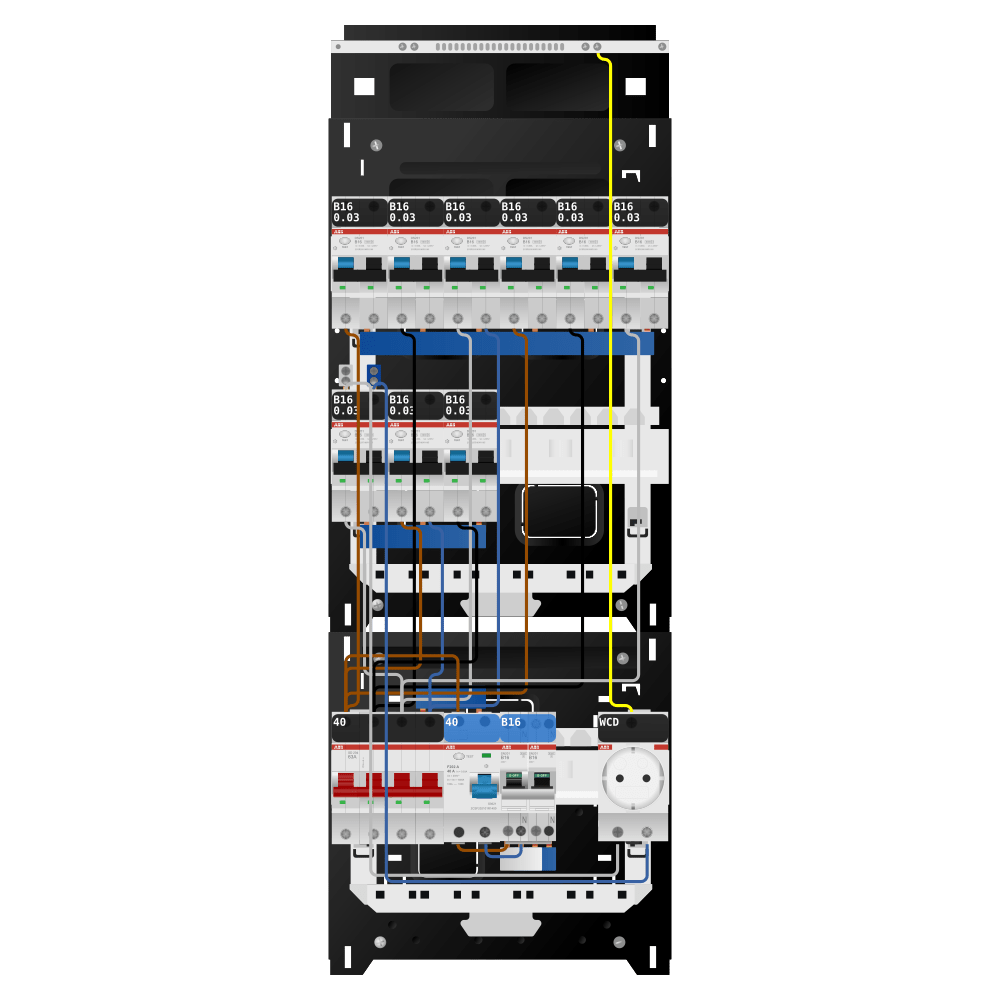 ABB Groepenkast 3 fase 9 alamat + wcd + kookgroep SN201