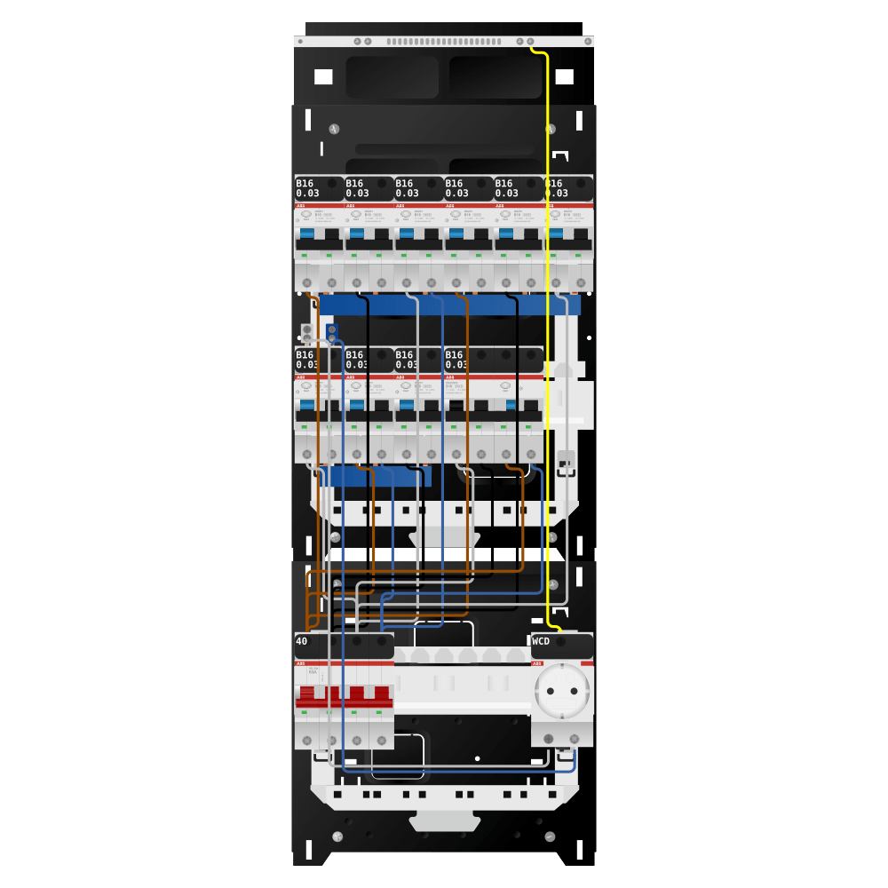 ABB Groepenkast 3 fase 9 alamat + wcd + kracht SN201