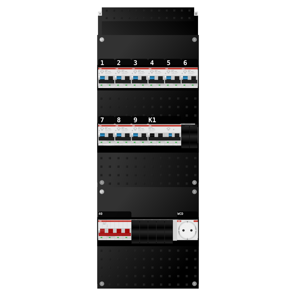 ABB Groepenkast 3 fase 9 alamat + wcd + kracht SN201