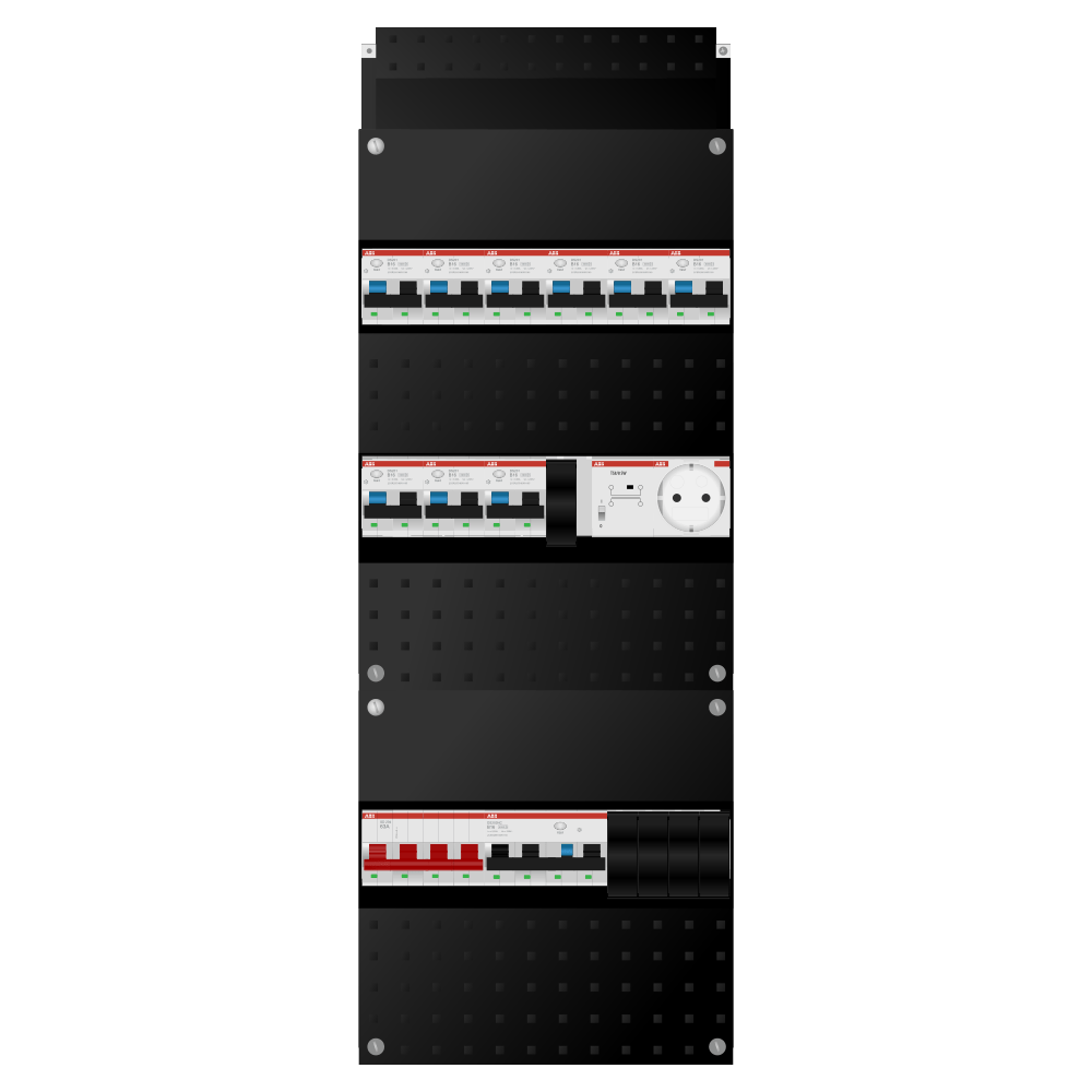 ABB Groepenkast 3 fase 9 alamat + beltrafo + wcd + kracht SN201