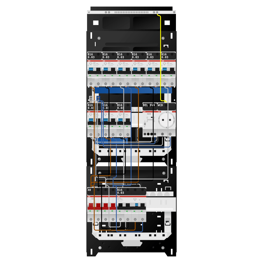 ABB Groepenkast 3 fase 9 alamat + beltrafo + wcd + kracht SN201