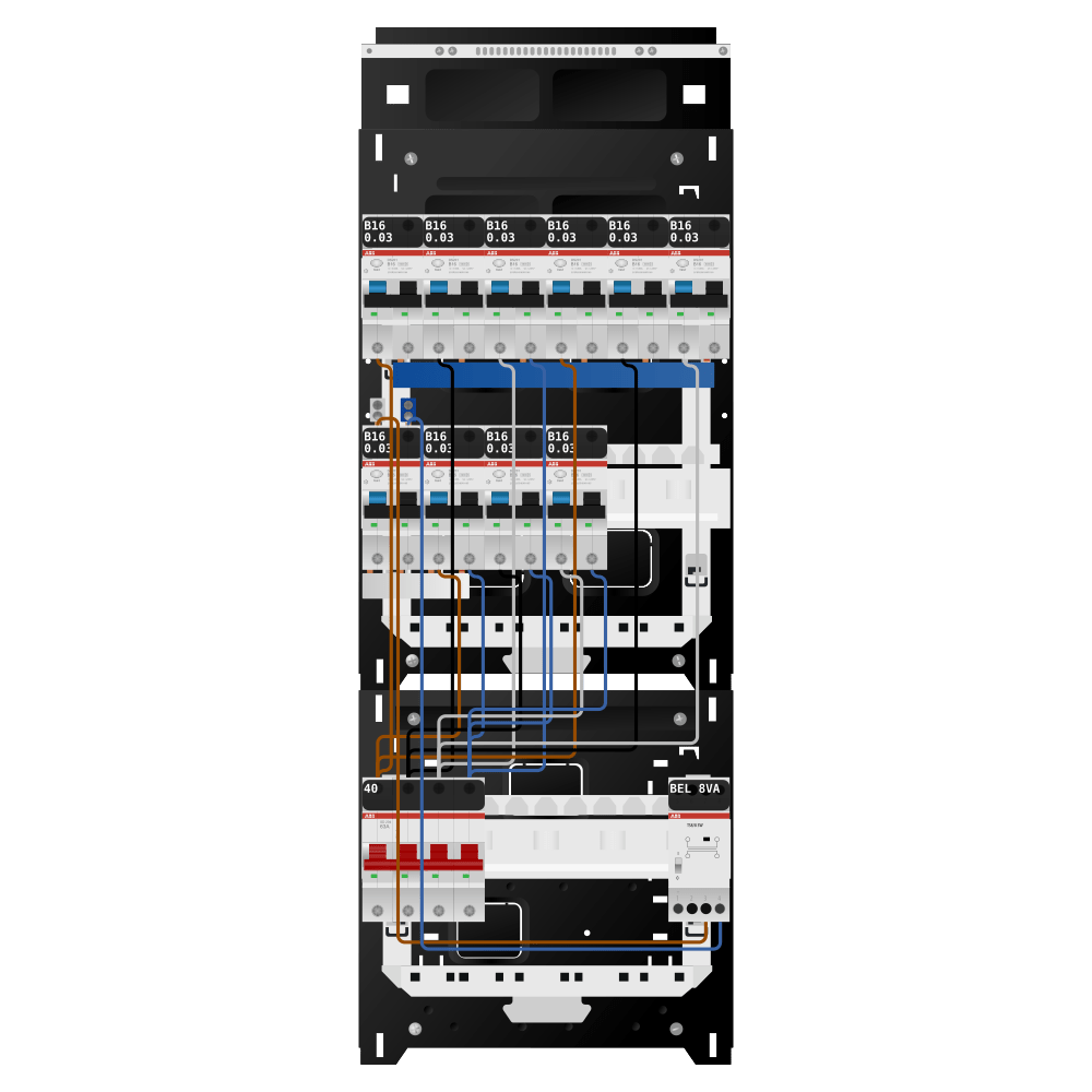 ABB Groepenkast 3 fase 10 alamat + beltrafo SN201