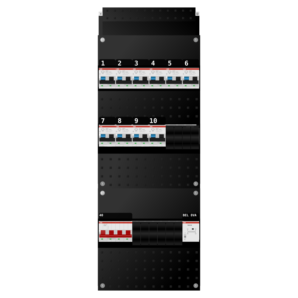 ABB Groepenkast 3 fase 10 alamat + beltrafo SN201