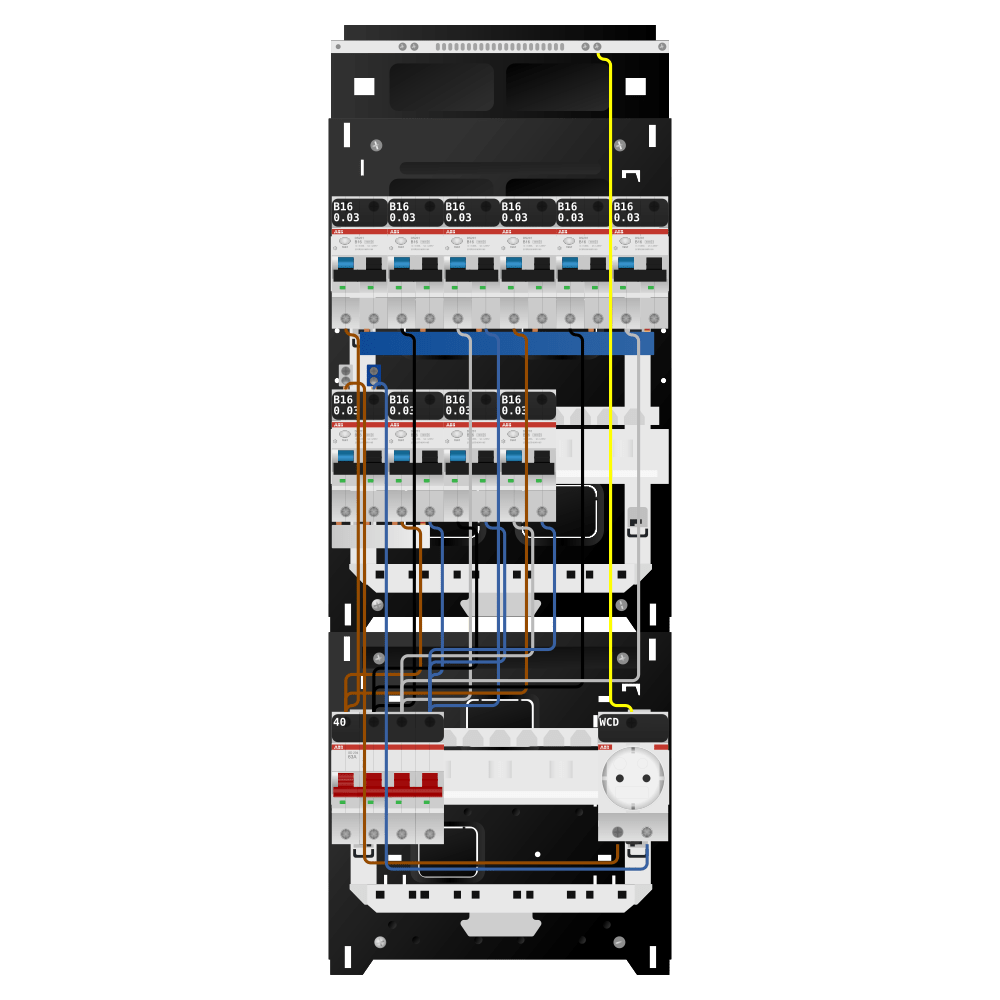ABB Groepenkast 3 fase 10 alamat + wcd SN201
