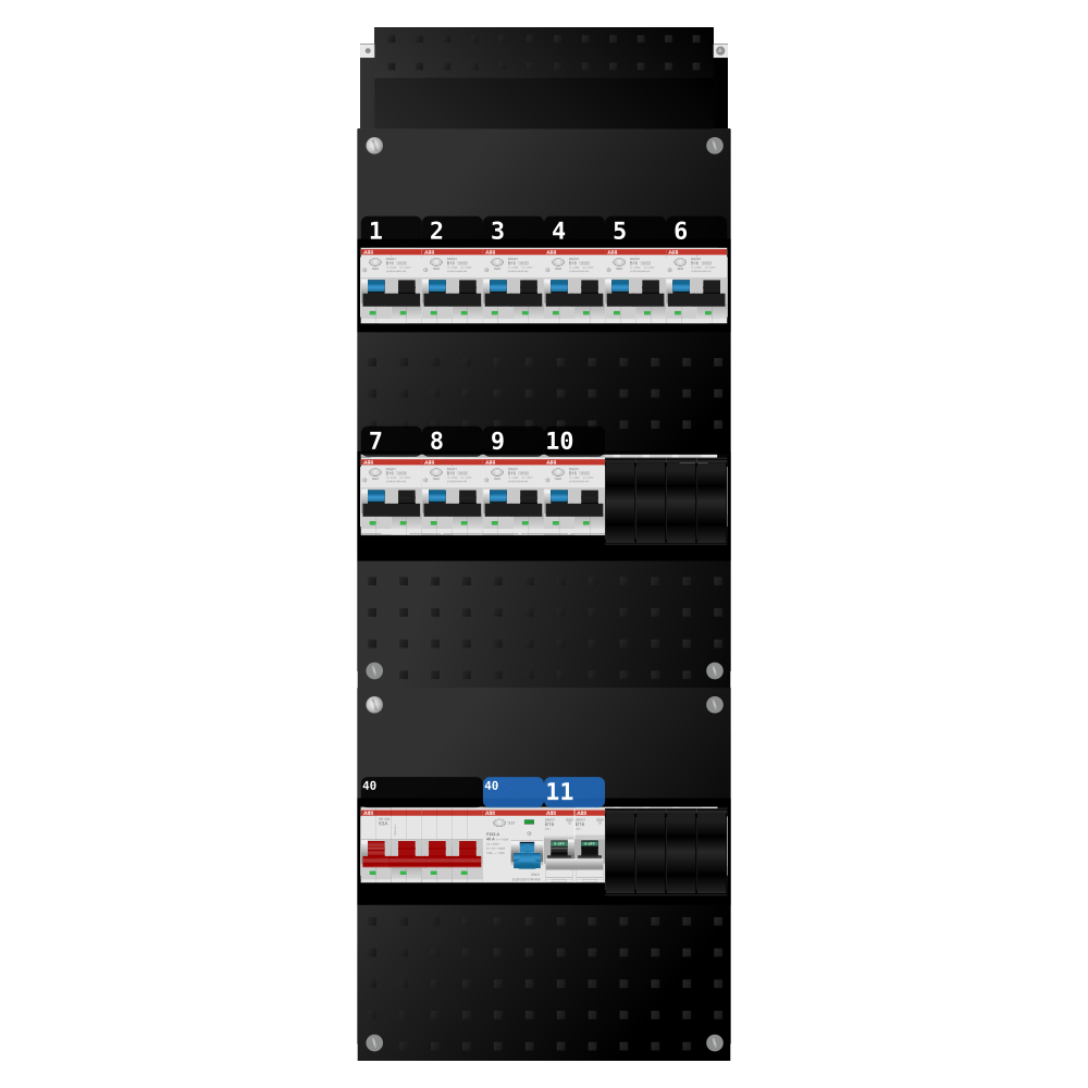 ABB Groepenkast 3 fase 10 alamat + kookgroep SN201