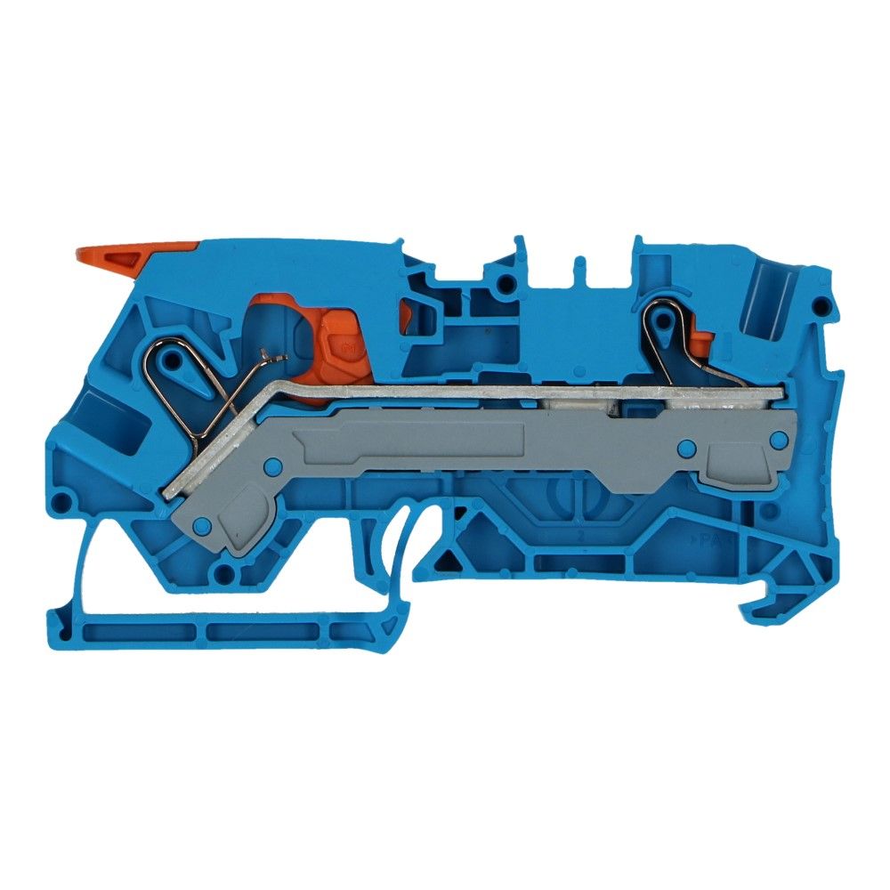 WAGO montageklem hendel en drukknop 6mm² blauw