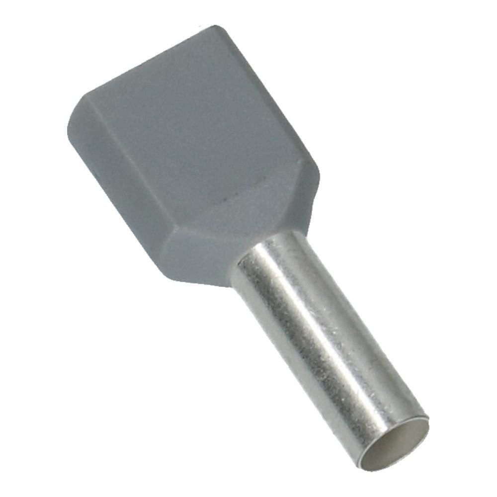2x4.00mm² Grijs Adereindhuls - 100 stuks