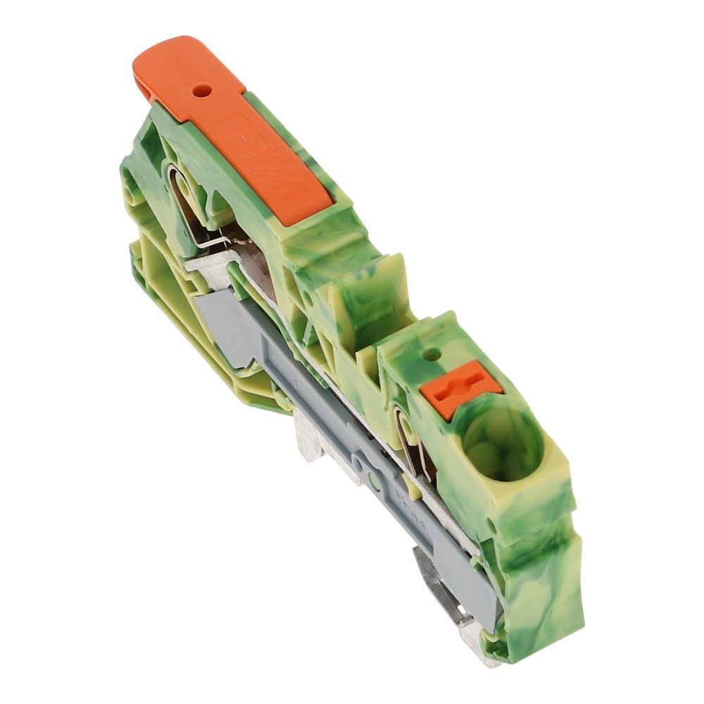 WAGO montageklem hendel en drukknop 10mm² geel groen